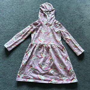 Carter's Girl's Pink Unicorn Long Sleeve Hooded Dress Size 6/6x